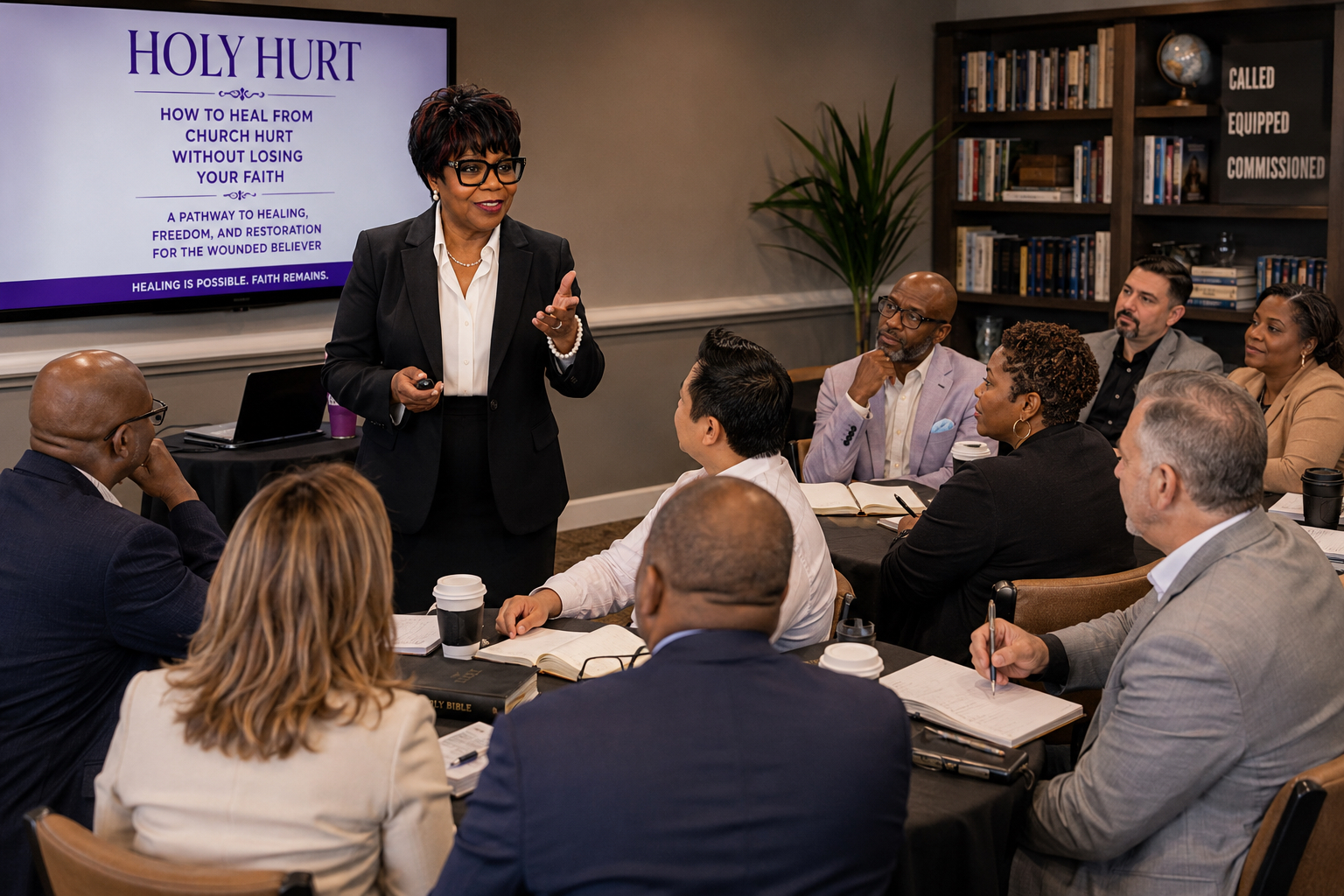 Dr. Peggy Pugh teaching Holy Hurt to pastors at a conference